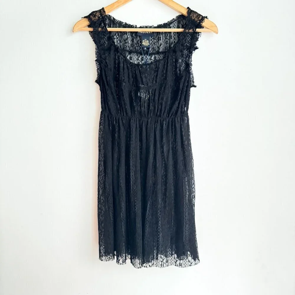 Vintage Request Black Lace Babydoll Chemise Top S NWT